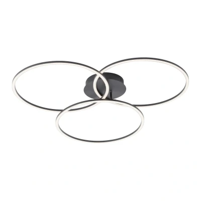 Image of JUST LIGHT. Ivanka LED ceiling light, three rings, black