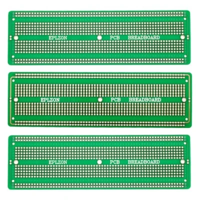 Image of EPLZON 3pcs 6.8&quot;x2.05&quot; Breadboard Solderable Prototype PCB Board Kit for Electronics Projects Compatible DIY Soldering Circuits Board,Green