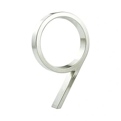 Image of HASWARE Floating House Number Sign: 5 inch Modern Door Signage Striking for Street Home Address Numerals (9, Silver)