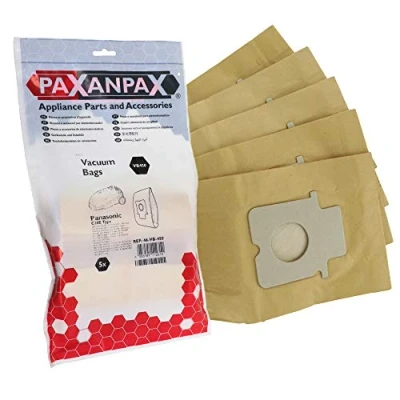 Image of Paxanpax VB450, Compatible Paper Bags for Panasonic &#039;C20E&#039; MCC, MCCG, MCE Cylinder Series (Pack of 5), Brown