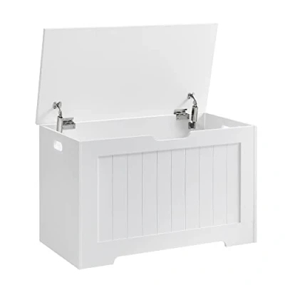 Image of VASAGLE Storage Chest, Bench with 2 Safety Hinges, Shoe Bench, Modern Style, 40 x 76 48 cm, for Hallway, Bedroom, Living Room, White LHS11WT