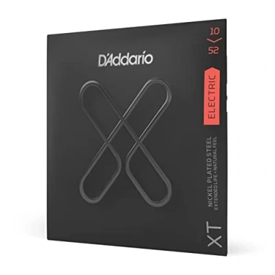 Image of D&#039;Addario Guitar Strings XT Nickel Coated Electric XTE1052 Extended String Life with Natural Tone, Feel For 6 Guitars 10 52 Lt Top/Heavy Bottom