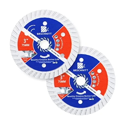 Image of BRSCHNITT Diamond Blade for Concrete Masonry,2pcs 75mm with Arbor 10mm Dry/Wet Continuous Rim Cutting Disc Granite Marble Stone Hard Reinforced