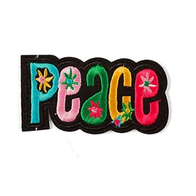 Image of TENNER.LONDON Peace Iron on/Sew On Embroidered Patch Applique Embroidery Rainbow floral Motif transfer