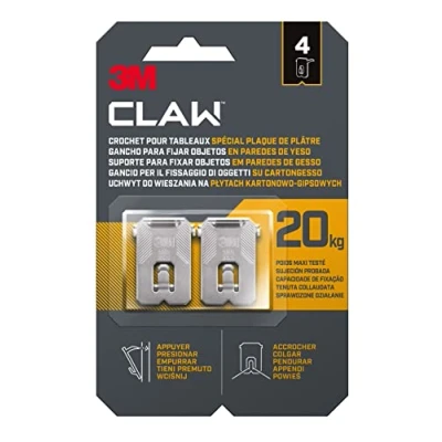 Image of 3M CLAW Drywall Picture Hanger 20 kg 3PH20 4WMR 4 Hangers