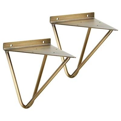 Image of Hartleys Hairpin Prism Shelf Brackets Brushed Bronze Colour