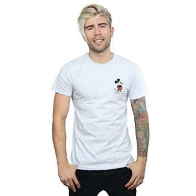 Image of Disney Men&#039;s Mickey Mouse Kickin Retro Chest T Shirt Sport Grey XX Large