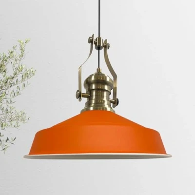Image of bamyum Asletl Pendant Light Vintage Metal 41 cm, Lamp Shades Ceiling, Kitchen Lights Ceiling E27, Industrial Fitting for Living Room, Orange