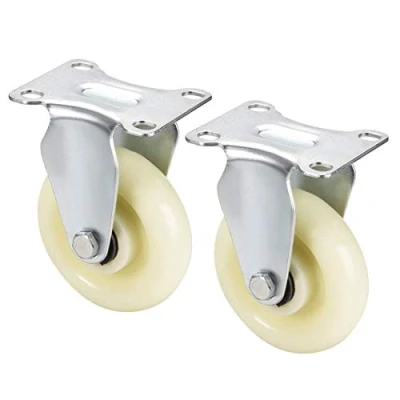 Image of Fixed Castor Wheel 3.75 Inches Diameter Nylon Caster Top Plate 308lb Capacity, 2 Pieces