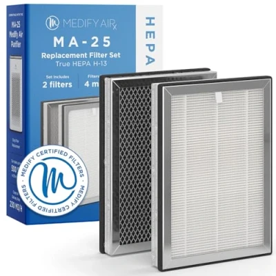 Image of Medify MA 25 Replacement Filters (2 Filters) H13 True HEPA 99.9% particle removal 3 in 1 Pre filter, Filter and Activated Carbon