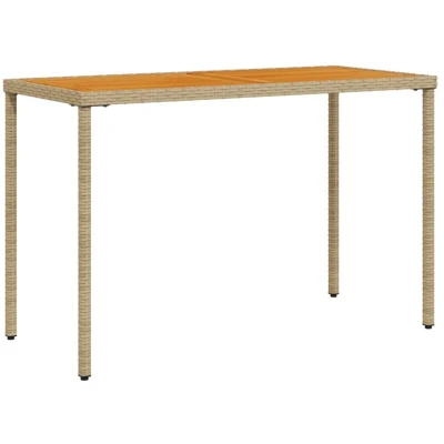 Image of vidaXL Garden Table with Acacia Wood Top Beige 115x54x74 cm Poly Rattan