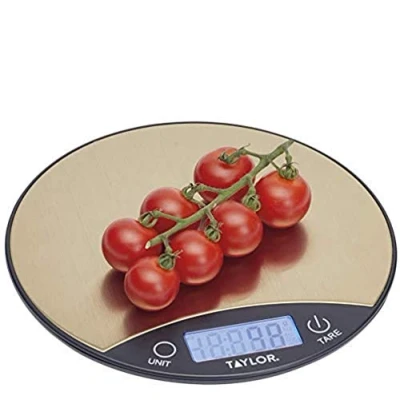 Image of Taylor Pro Black &amp; Brass 5kg Digital Dual Kitchen Scale
