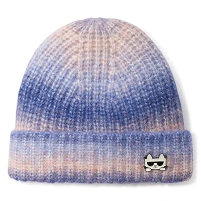 Image of KARL LAGERFELD Women&#039;s Cold Weather Cozy Hat Beanie, Powder Blue, 3XS/OneSize