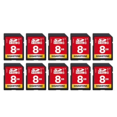 Image of Gigastone 8GB 10 Pack SD Card UHS I U1 Class SDHC Memory Full HD Video Canon Nikon Sony Pentax Kodak Olympus Panasonic Digital Camera, with mini cases