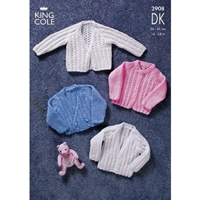Image of King Cole Baby Cardigans DK Knitting Pattern 2908
