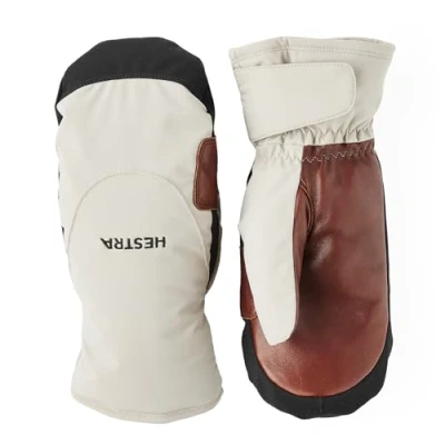 Image of Hestra Unisex CZone Mellow Mitt, Waterproof &amp; Windproof Insulated Leather Mitten for Alpine Skiing Snowboarding, Men Women Beige 9