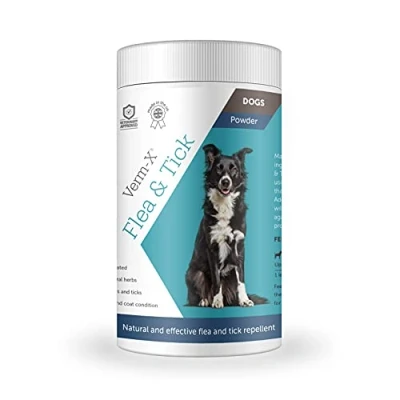 Image of Verm X Flea &amp; Tick Powder for Dogs, Effective Natural Repellent, 100% Ingredients, Environmentally Friendly