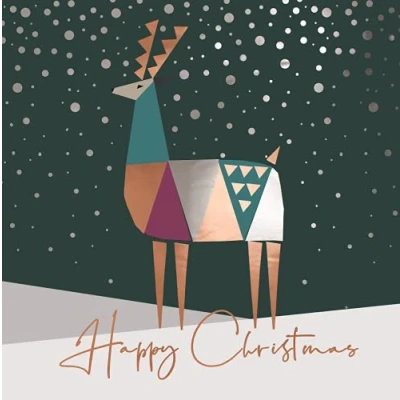 Image of Second Nature Modern Foil Stag Luxury Hand Finished Foiled Christmas Card Xmas Greeting Cards XLSB059S