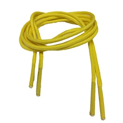 Image of Big Laces Round Thin Waxed Shoelaces Yellow 2mm wide 75cm long
