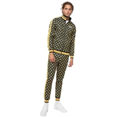 Image of Lonsdale Men&#039;s Boswall Tracksuit, Black/Yellow/White, XXXL