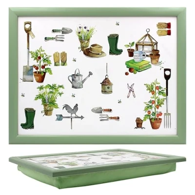 Image of LESSER &amp; PAVEY Garden Theme Lap Tray Bed Serving Snack Green Fingers Range Gardening Lover