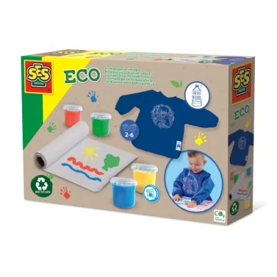 Image of SES Creative Eco Fingerfarben Set mit Bastelschürze 100% recycelt