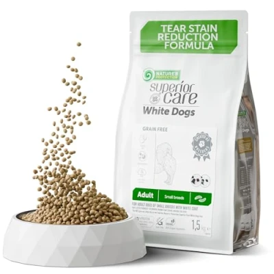 Image of Nature&#039;s Protection Superior Care White Dogs Grain Free Insect Dry Food For Adult Small and Mini Breeds Hypoallergenic Protein No Tear Stains 1,5 kg.