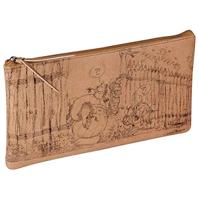 Image of Clairefontaine 813019C A Flat Multifunction Pencil Case Storage for Pencils/Pens/Felt Pens/Brushes &#039;&#039;Astérix Penciled&#039;&#039; Pattern Visual &#039;&#039;Return of the Hunt&#039;&#039; Colour Kraft Beige 11 x 22 cm