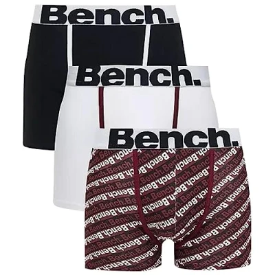 Image of Bench Mens Everyday Breathable Underwear Essentials Multipack Boxer Jersey Shorts, Classic Fit 3 Pack Stretchy Soft Cotton Rich Casual Trunks, Gift Set Assorted Mendes XL