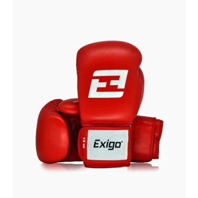 Image of Exigo Contender Leather Sparring Boxing Gloves (Red, 12oz)
