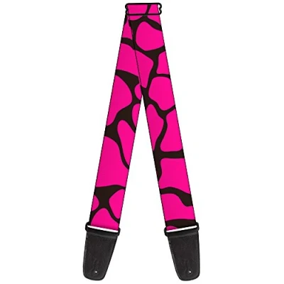 Image of Buckle Down Guitar Strap Giraffe Spots Black/Fuchsia 2&quot; Wide 29 54&quot; Length