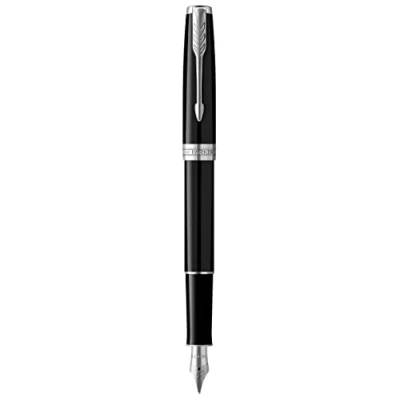Image of Parker Sonnet Fountain Pen Black Lacquer with Palladium Trim Fine Nib Gift Box