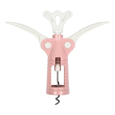 Image of Levkitch Bottle Opener Wing Corkscrew for Red Wine Beer, Ergonomic Cork Screw Corker Used in Kitchen Restaurant Chateau and Bars (Pink)