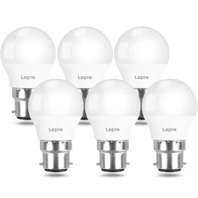 Image of Lepro Bayonet Light Bulbs, 40W Equivalent, Warm White 2700K, 4.9W 470lm B22 LED Bulb, G45 Golf Ball Energy Saving Lightbulbs, 180 Wide Beam, Non dimmable, Pack of 6