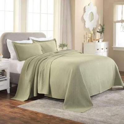 Image of Superior Bedspread with Pillow Shams, Cotton, Sage, King