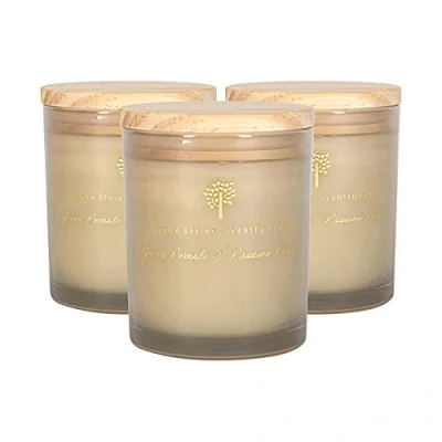 Image of Nicola Spring Soy Wax Scented Candles 21 Hours Burn Time 130g Green Pomelo &amp; Passion Fruit Pack of 3