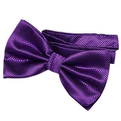 Image of DonDon Men’s Bow Tie pre tied and completely adjustable in silk look Purple