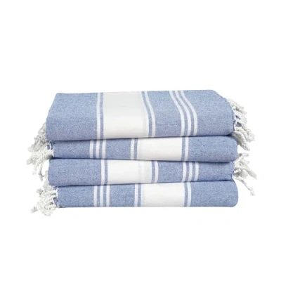 Image of Lane Linen Beach Towels 4 Pack Oversized 100% Cotton Turkish Towel Set, Pre Washed Towel, Quick Dry For Travel, Large, Sand Free Towel,39&quot;x71&quot; Forever Blue