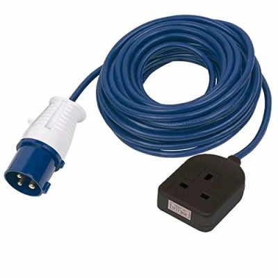 Image of Zexum 16A 230V Blue Male to 1 Gang Socket Hook Up Extension Cable Lead 25m