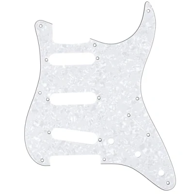 Image of Musiclily Pro 8 Hole 50s 57 Vintage Style Strat SSS Guitar Pickguard for American Stratocaster, 4Ply White Pearl