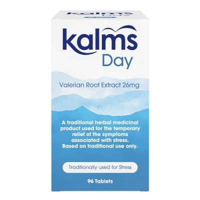 Image of Kalms Day 96 Tablets Traditional Herbal Medicinal Product Used for The Temporary Relief of Symptoms associated with Stress.