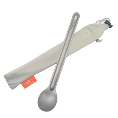 Image of TiTo Titanium Long Handle Spork and Spoon Eco Friendly Ultralight Portabale Flatware for Outdoor Camping Backpacking Hiking Travel Picnic Tableware with Bag(Sandblasting Spoon)