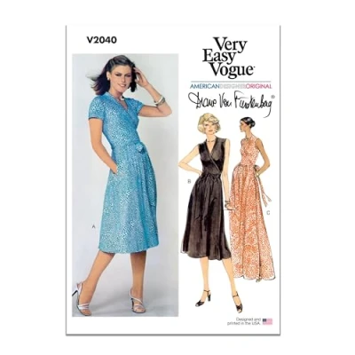 Image of Vogue Paper Pattern V2040U5 Misses&#039; Front Wrap Dresses by Diane von Furstenberg U5 (16 18 20 22 24)