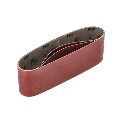 Image of Mirka Red 3 pcs fabric sanding belts 75x533mm / grit P80 high quality belt for sander wood and metal
