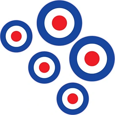 Image of 5 x RAF Mod The Who Lambretta Vespa Scooter Bike Roundel Vinyl Stickers Decals