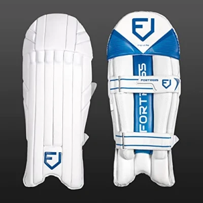 Image of FORTRESS Original Pro Wicket Keeper Pads Premium Cricket Gear for All Ages (White, Adult)