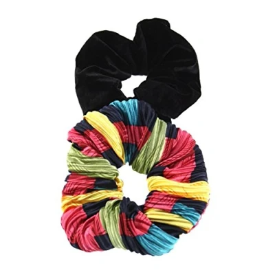 Image of Zac&#039;s Alter Ego Set of 2 Hair Scrunchies Crinkled 80&#039;s Inspired and Velvet