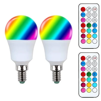 Image of YAKAiYAL E14 RGBW LED Bulb G45 3W Cool White RGB 12 Color Change SES A45 Lamp 2 Mode for Mood Lighting Pack