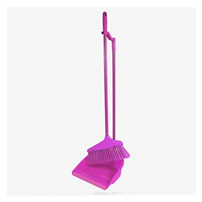 Image of Dustpan and Brush Long Handled Set Making Cleaning an Easier Chore 2 Piece for Sweeping Home Office by Karrma Ltd (Pink)
