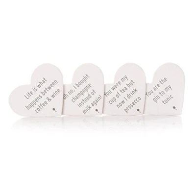Image of S/4 Love Heart Ceramic Coffee Table Mug Mat Drink Coaster Coasters Gift Set Tui